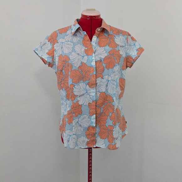 Izod Hawaiian Floral Print Button Down Top - Picture 1 of 5